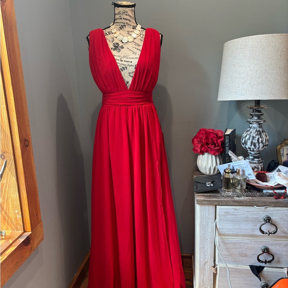 Lulu's Vibrant Red Backless Dress Size Large - Picture 9 of 13